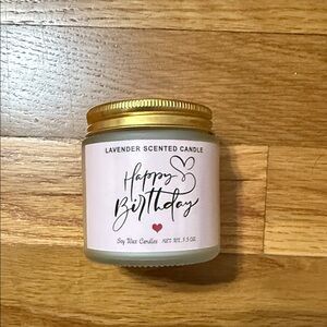 Lavender Scented happy birthday Candle with Gold Lid